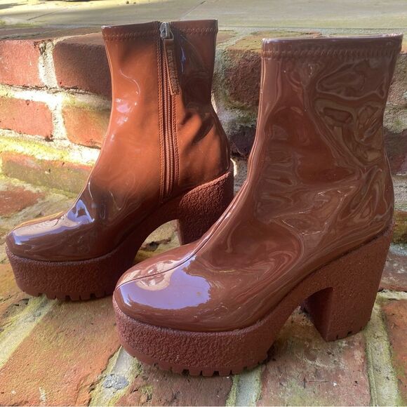 Steve Madden Patent Leather Boots Platform Y2K Size 6 - Picture 1 of 11